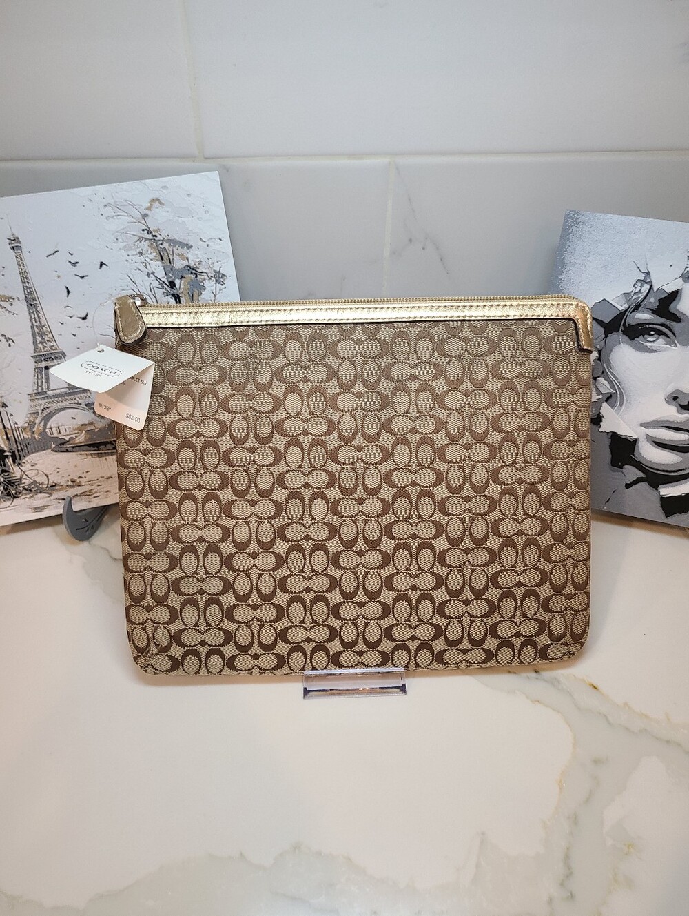 Coach NWT Beige & Brown Signature Tablet Sleeve